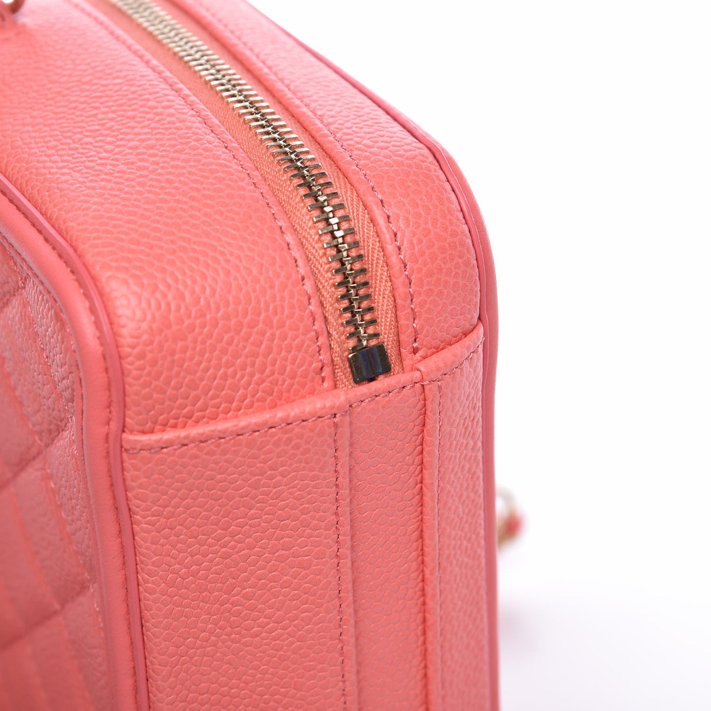 Caviar Quilted Small CC Filigree Vanity Case Coral