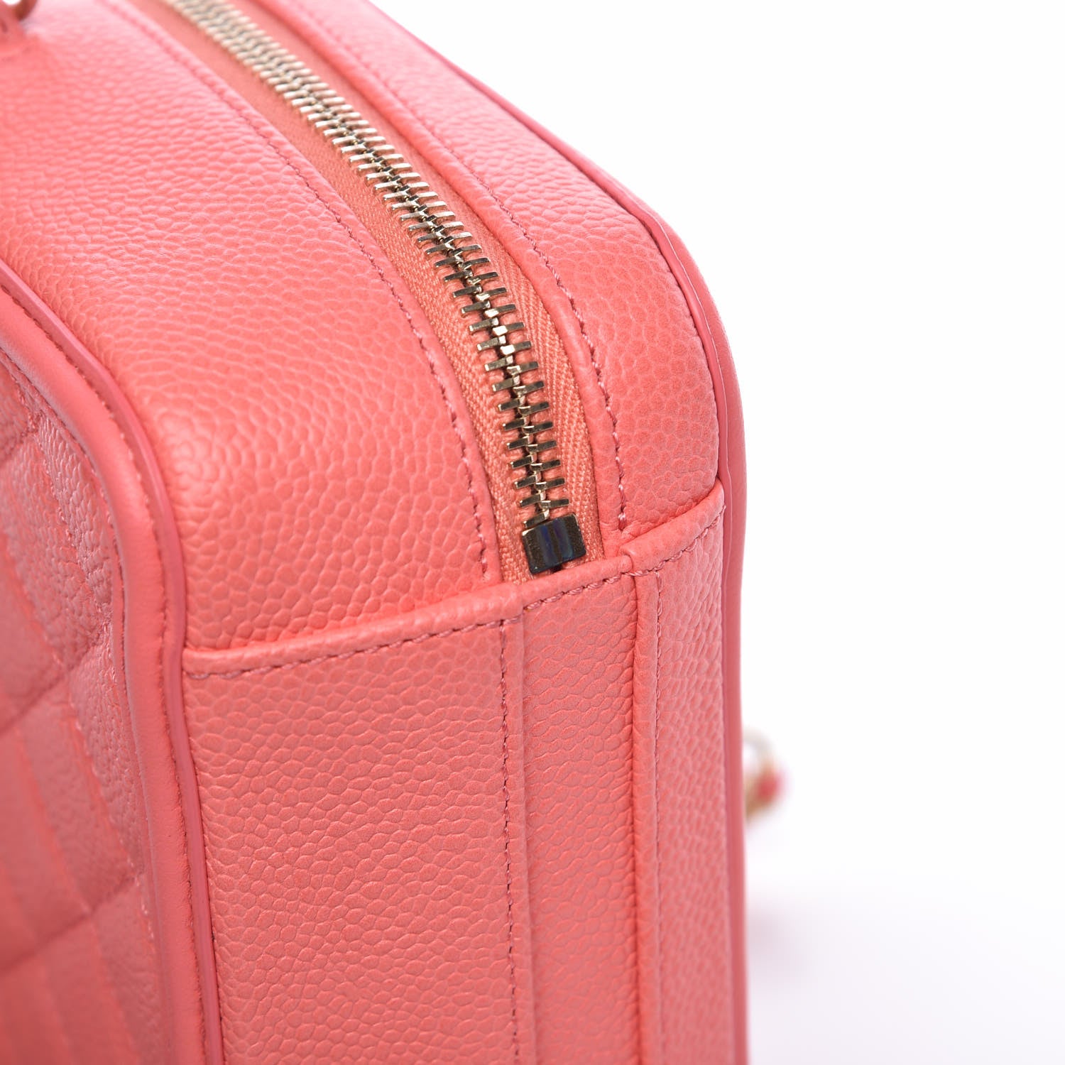 Chanel Caviar Quilted Small CC Filigree Vanity Case Coral 15 of 16