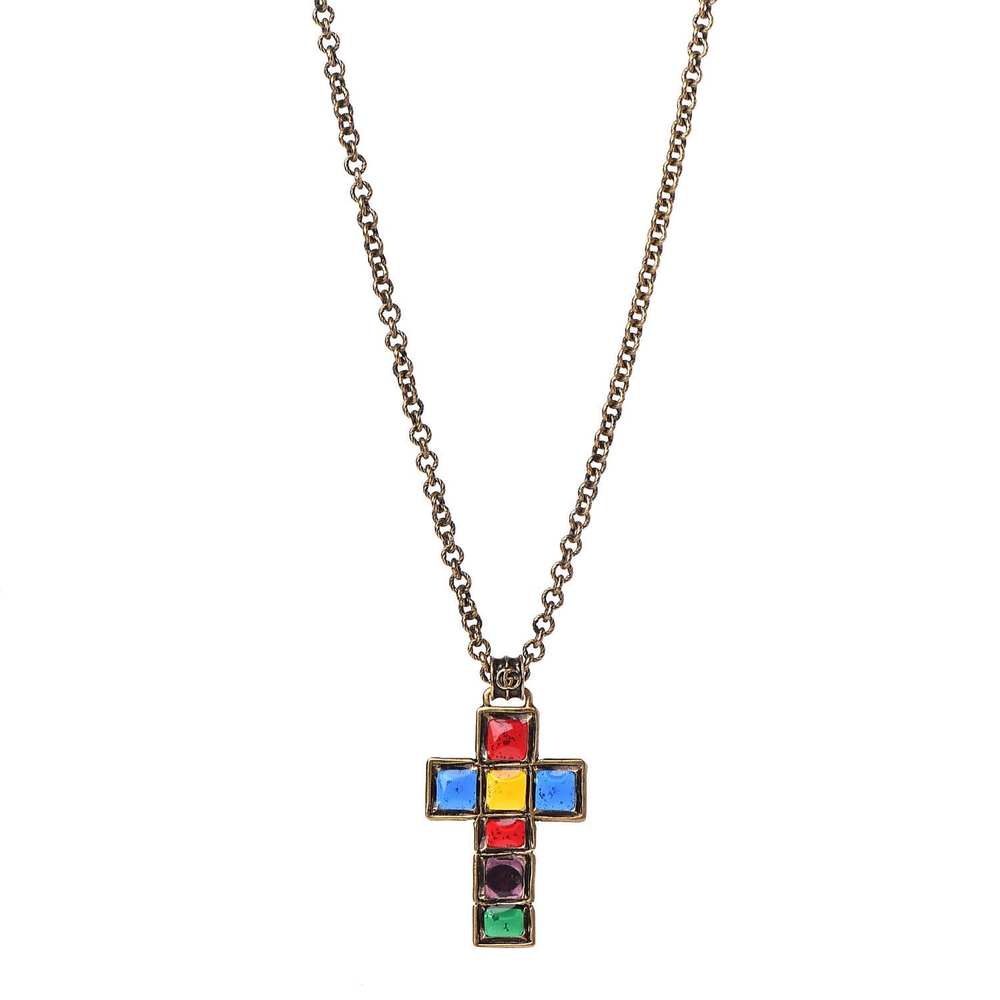 Metal Enamel Cross Necklace Multicolor