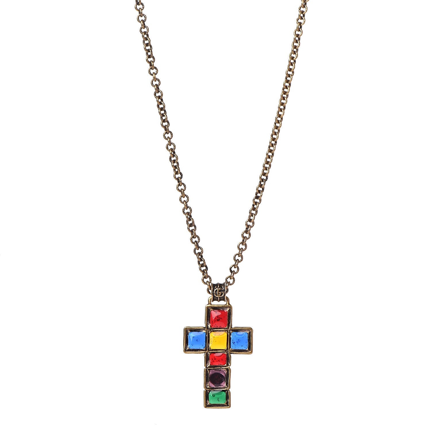 Gucci Metal Enamel Cross Necklace Multicolor 1 of 8