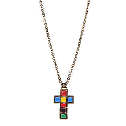 Gucci Metal Enamel Cross Necklace Multicolor 1 of 8