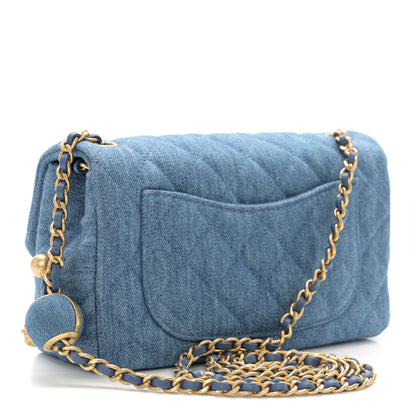 Chanel Denim Quilted Mini Pearl Crush Rectangular Flap Blue 3 of 11