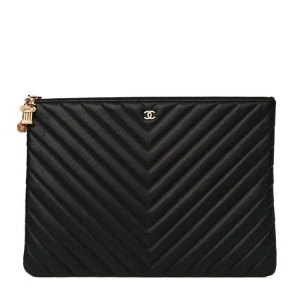 Chanel Caviar Chevron Quilted Medium Cosmetic Case Black 1 of 10