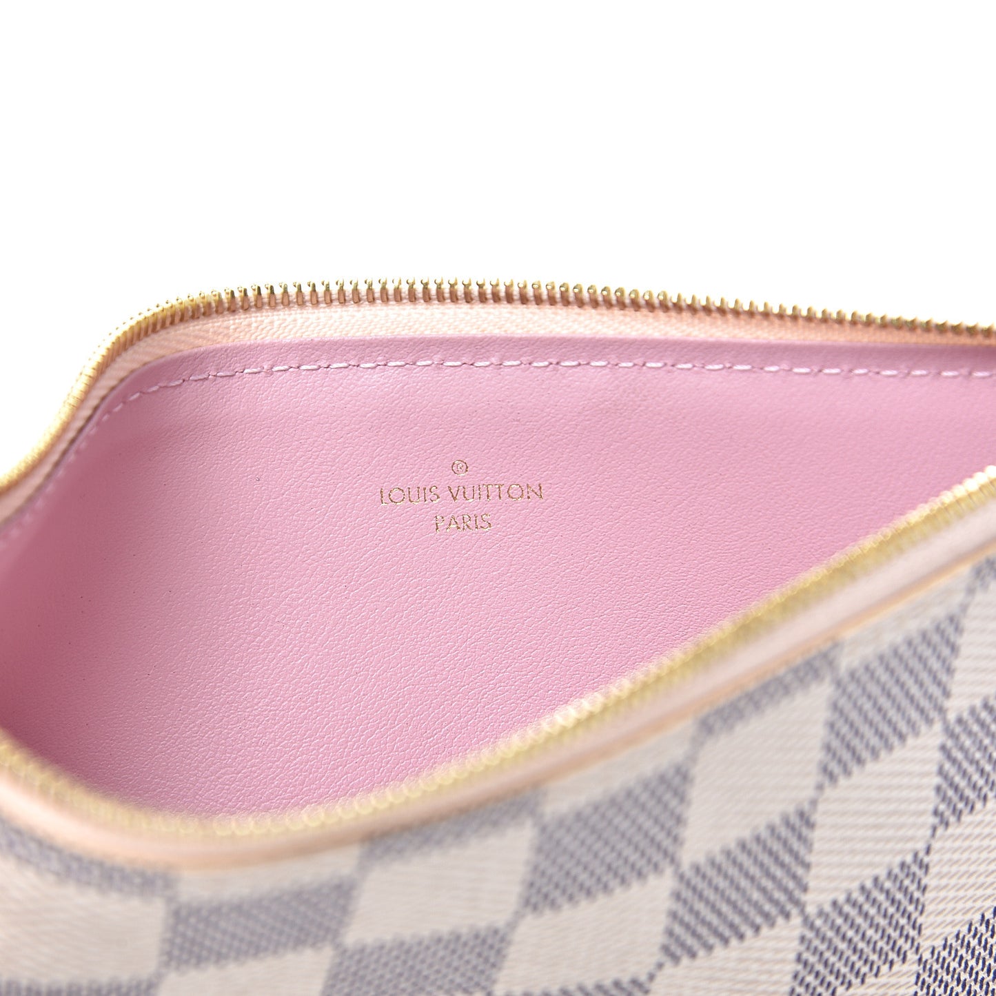 Damier Azur Felicie Chain Wallet Zippered Insert Rose Ballerine