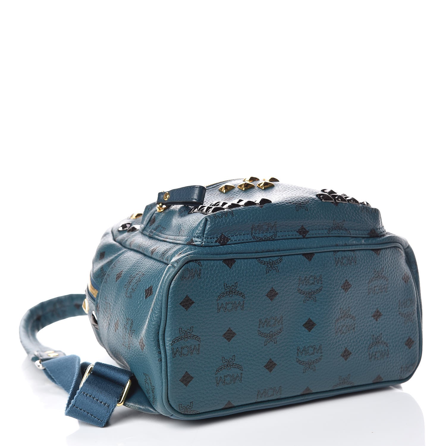 MCM Visetos Studded Small Stark M Backpack Teal 4 of 11