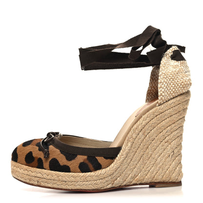 Christian Louboutin Pony Hair Tigresse 140 Espadrille Wedges 38 1 of 7