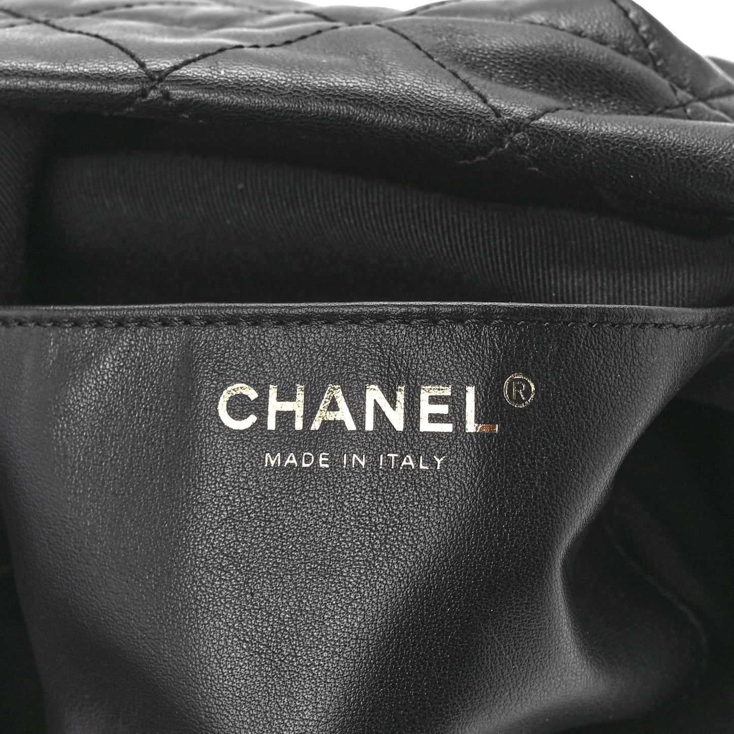 Lambskin Quilted Enamel Drawstring Bag Black Multicolor