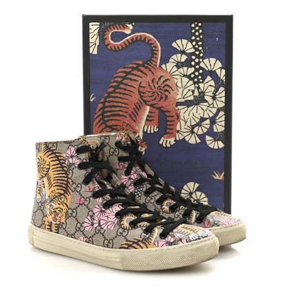 Gucci GG Supreme Monogram Bengal Pearl Womens High Top Sneakers 38 Beige Pink 10 of 10