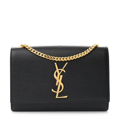 Saint Laurent Grain De Poudre Medium Classic Monogram Kate Satchel Black 1 of 10
