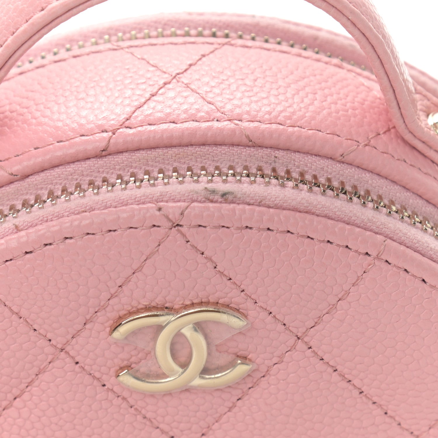 Chanel Caviar Quilted Round Handle With Care Vanity With Chain Pink 13 of 14