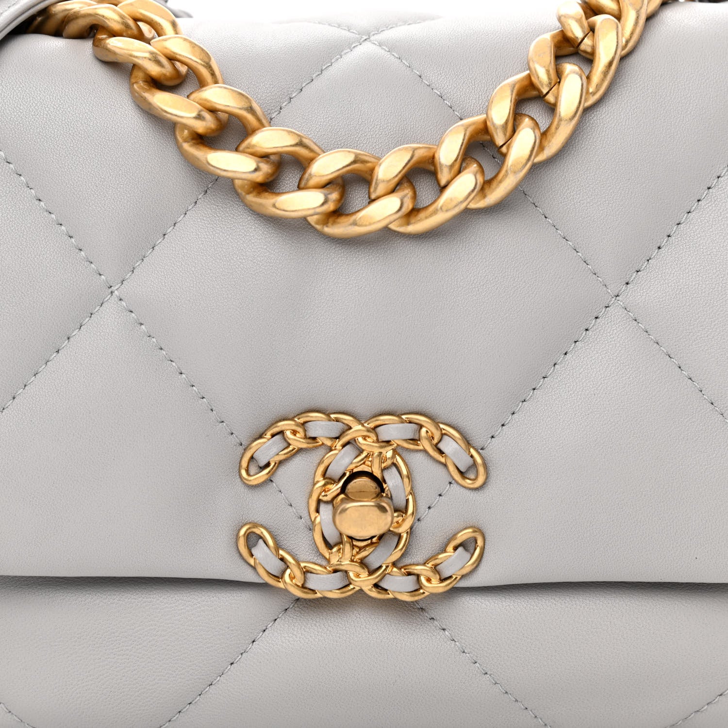 Chanel Lambskin Quilted Medium Chanel 19 Flap Grey 8 of 12