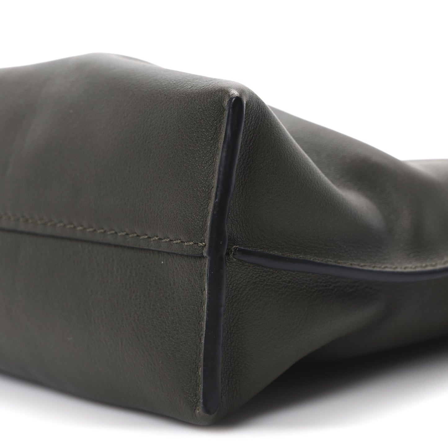 Calfskin Mini Flamenco Knot Clutch Dark Khaki