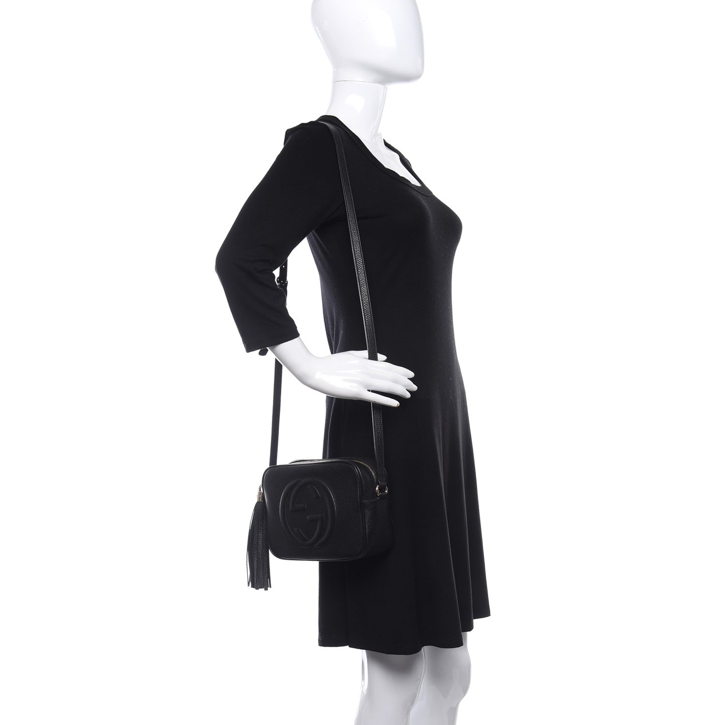 Pebbled Calfskin Small Soho Disco Bag Black