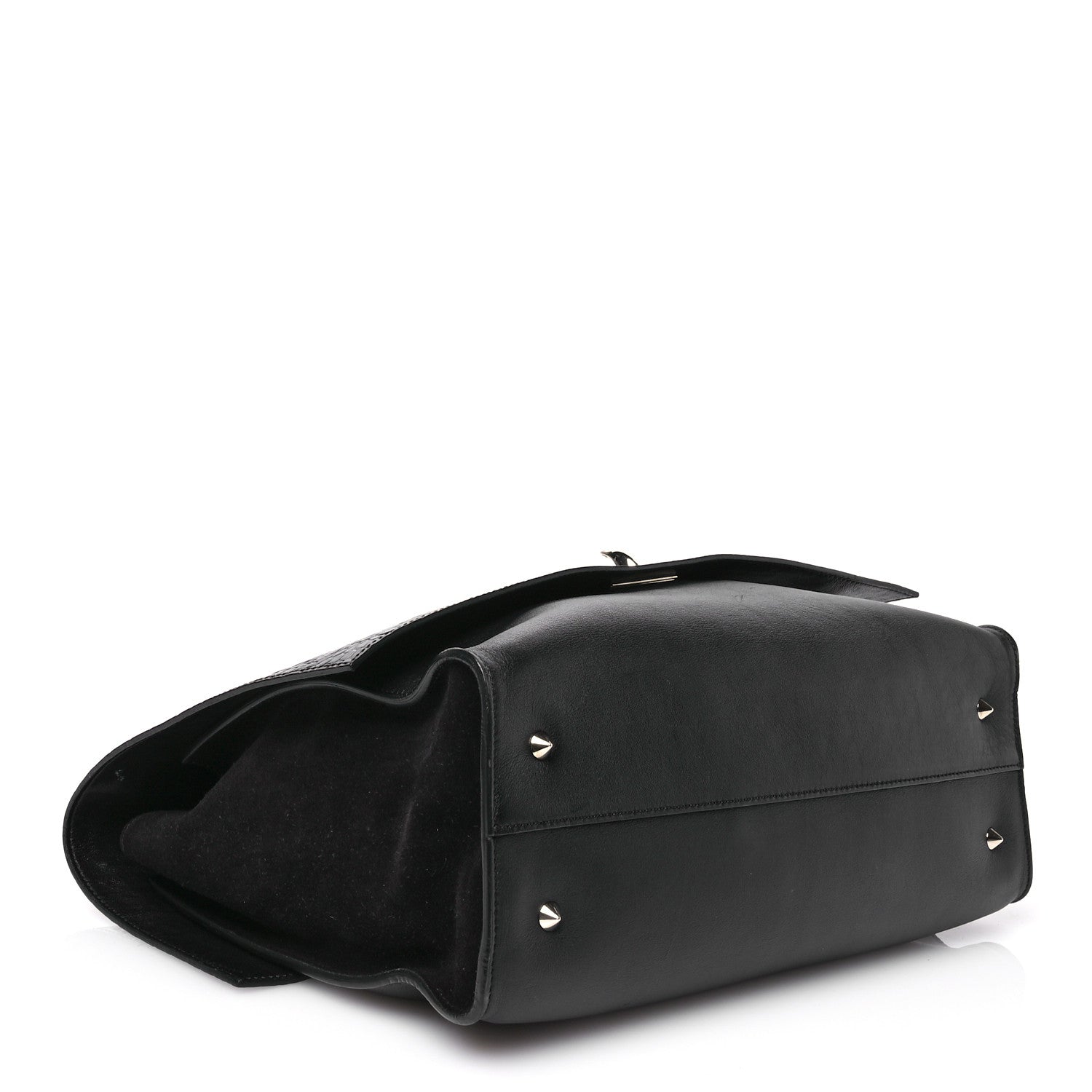 Givenchy Calfskin Crocodile Embossed Medium Shark Lock Satchel Black 4 of 11