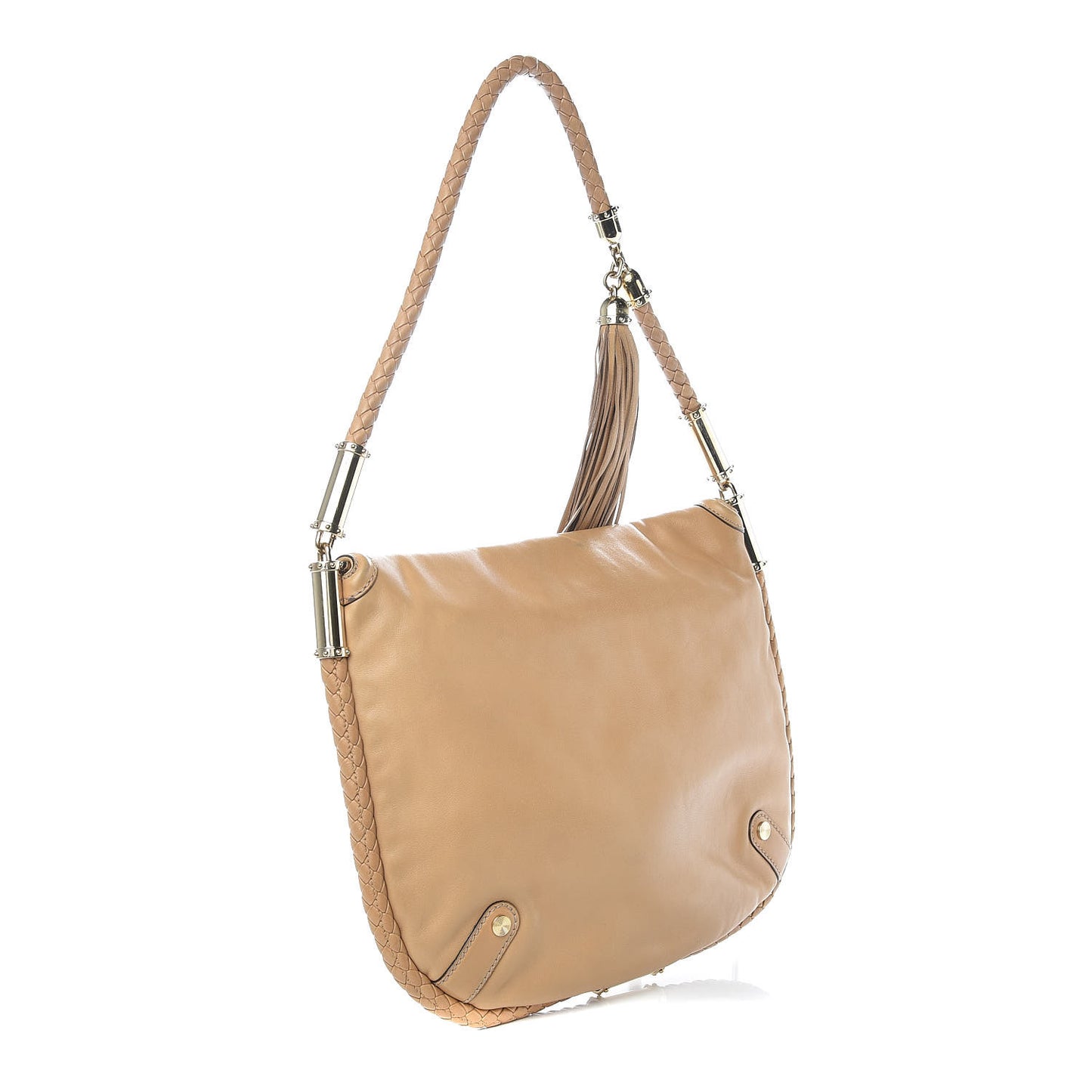 Calfskin Medium Britt Tassel Shoulder Bag Beige
