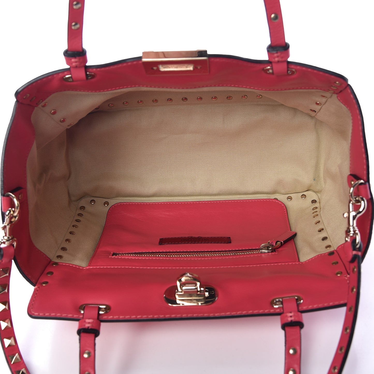 Vitello Small Rockstud Tote Deep Rose