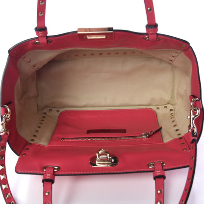 Valentino Garavani Vitello Small Rockstud Tote Deep Rose 5 of 9