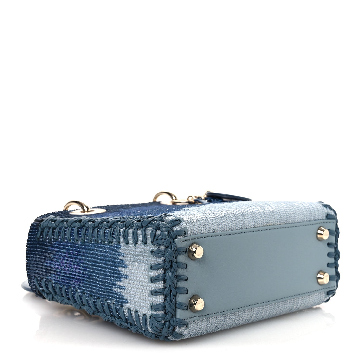 Christian Dior Calfskin Sequin Gradient Stitched Small Lady Dior Blue 4 of 12