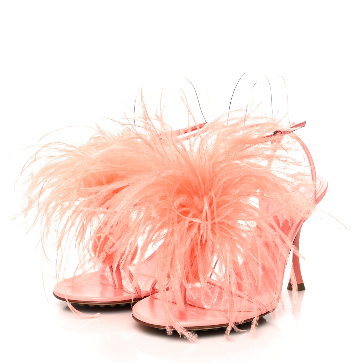 Lambskin Feather Dot Sandals 37.5 Flamingo