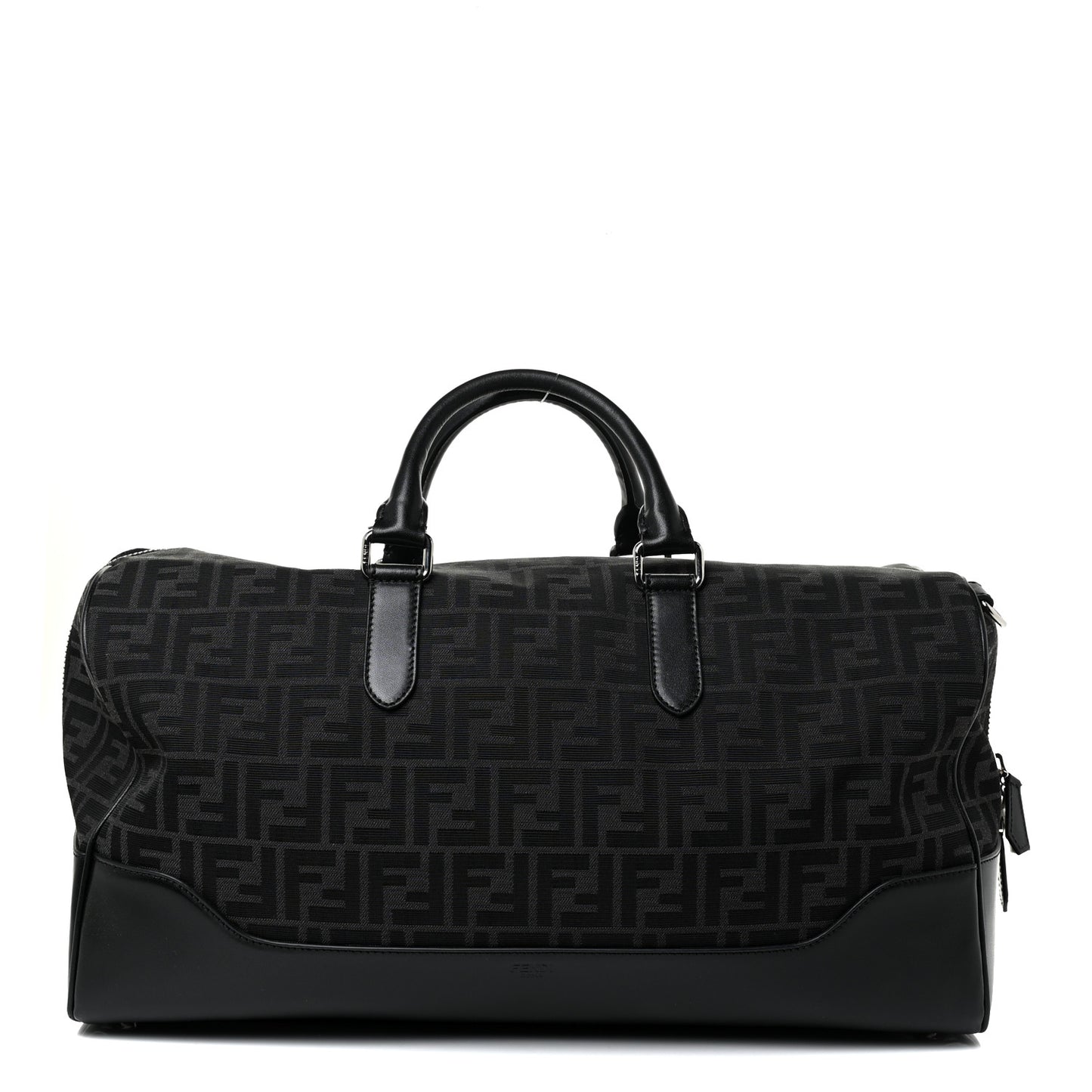 Recycled Fabric Jacquard Vitello Astro FF 1974 Medium Duffle Bag Asfalto Black