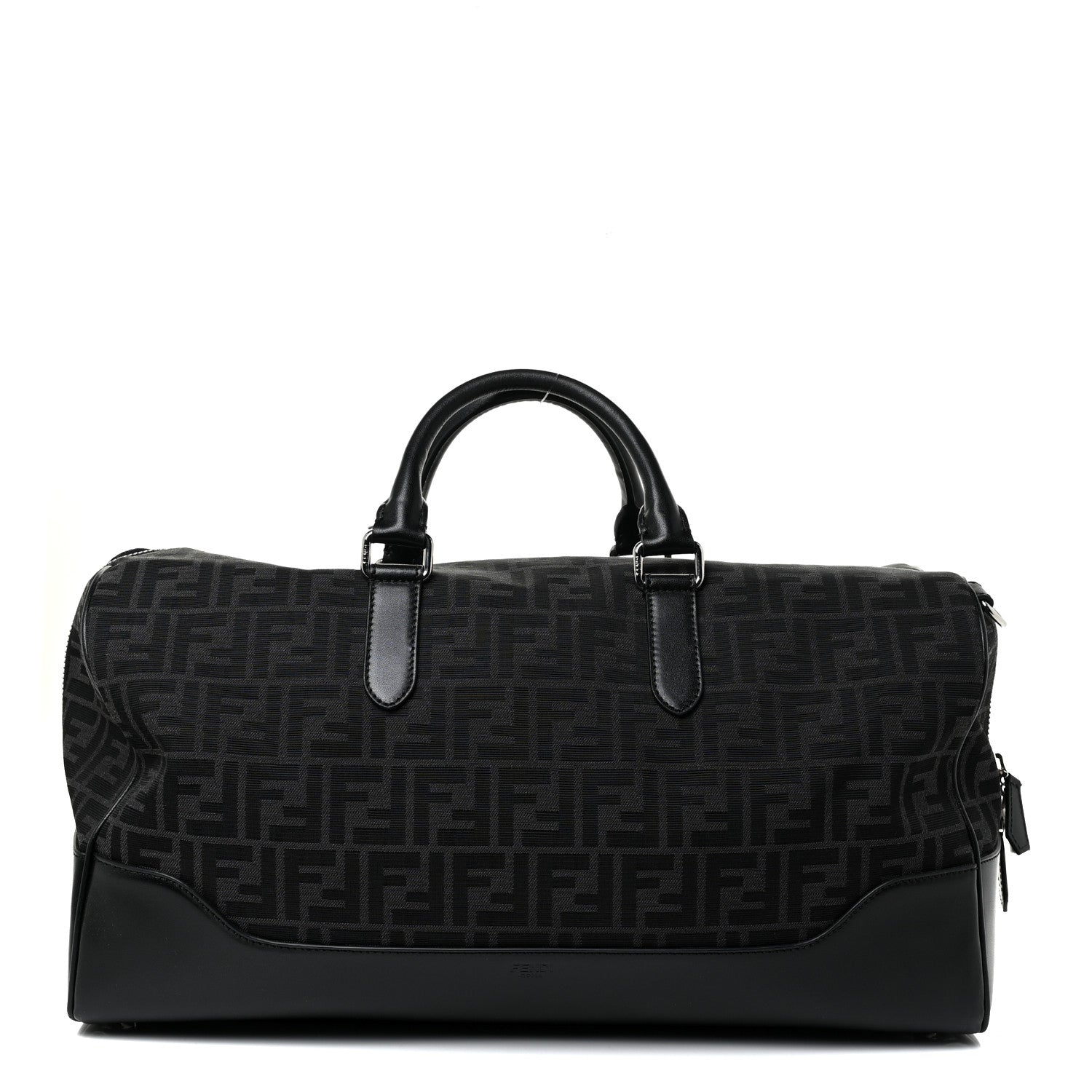 Fendi Recycled Fabric Jacquard Vitello Astro FF 1974 Medium Duffle Bag Asfalto Black 1 of 19