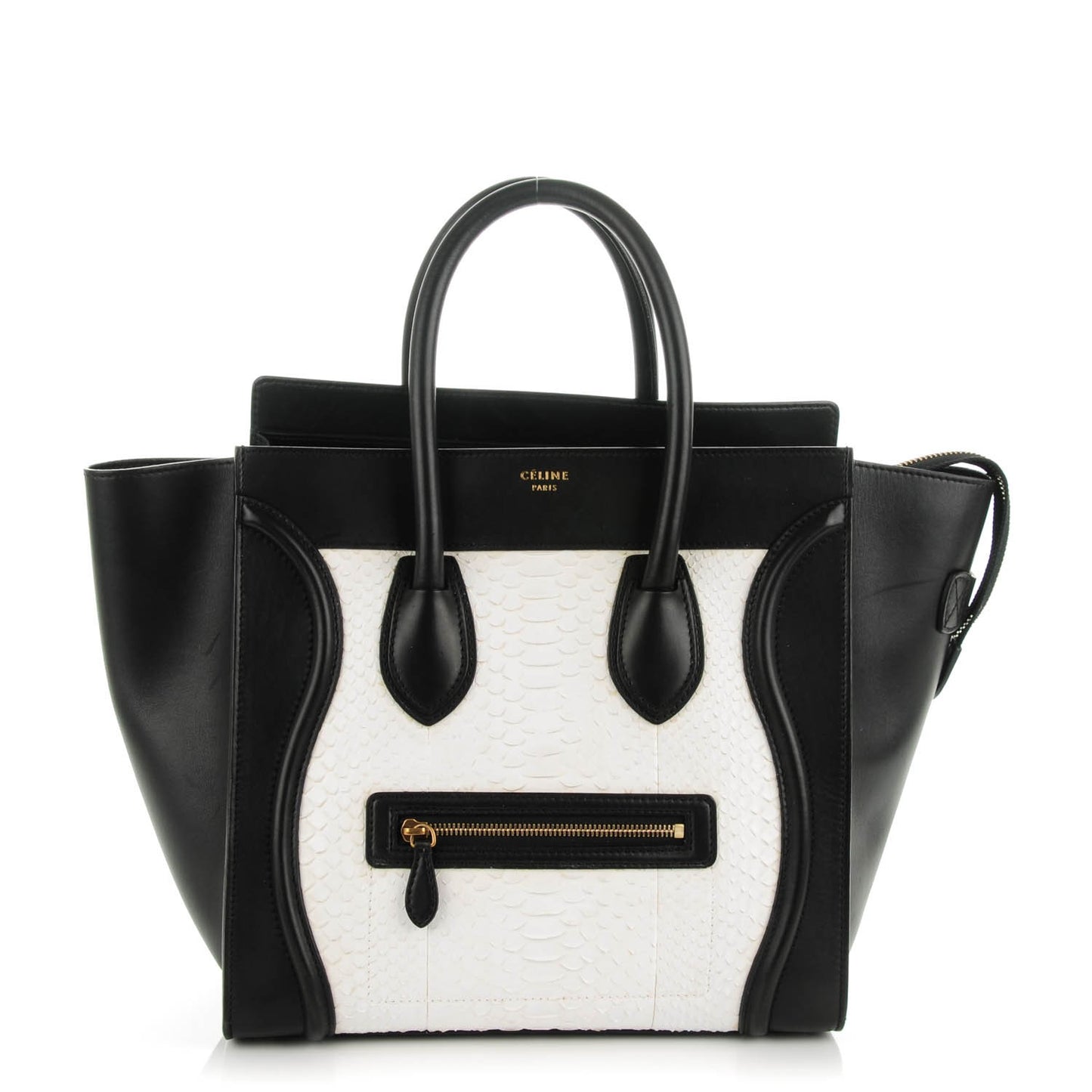 Python Smooth Calfskin Mini Luggage Black White