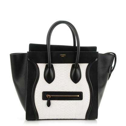 Celine Python Smooth Calfskin Mini Luggage Black White 1 of 7