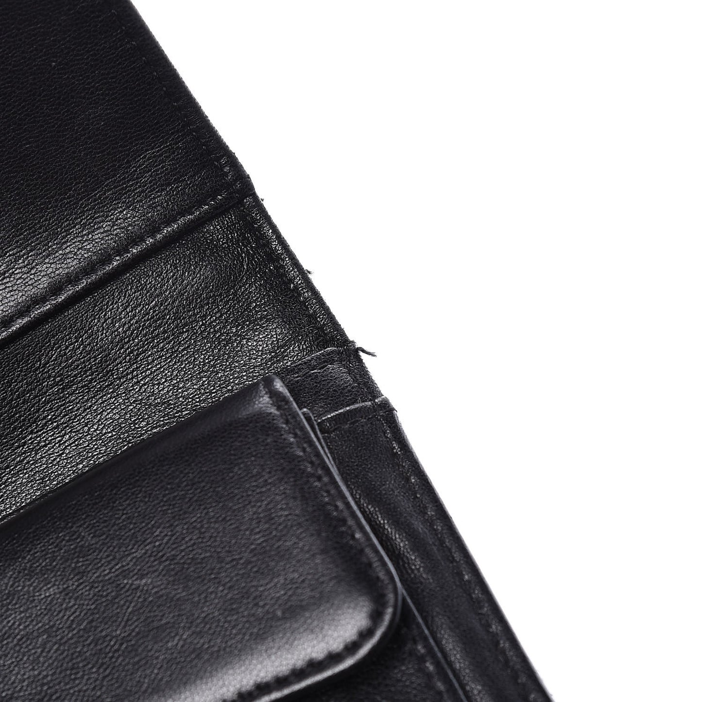 Lambskin Quilted Large Flap Wallet Black