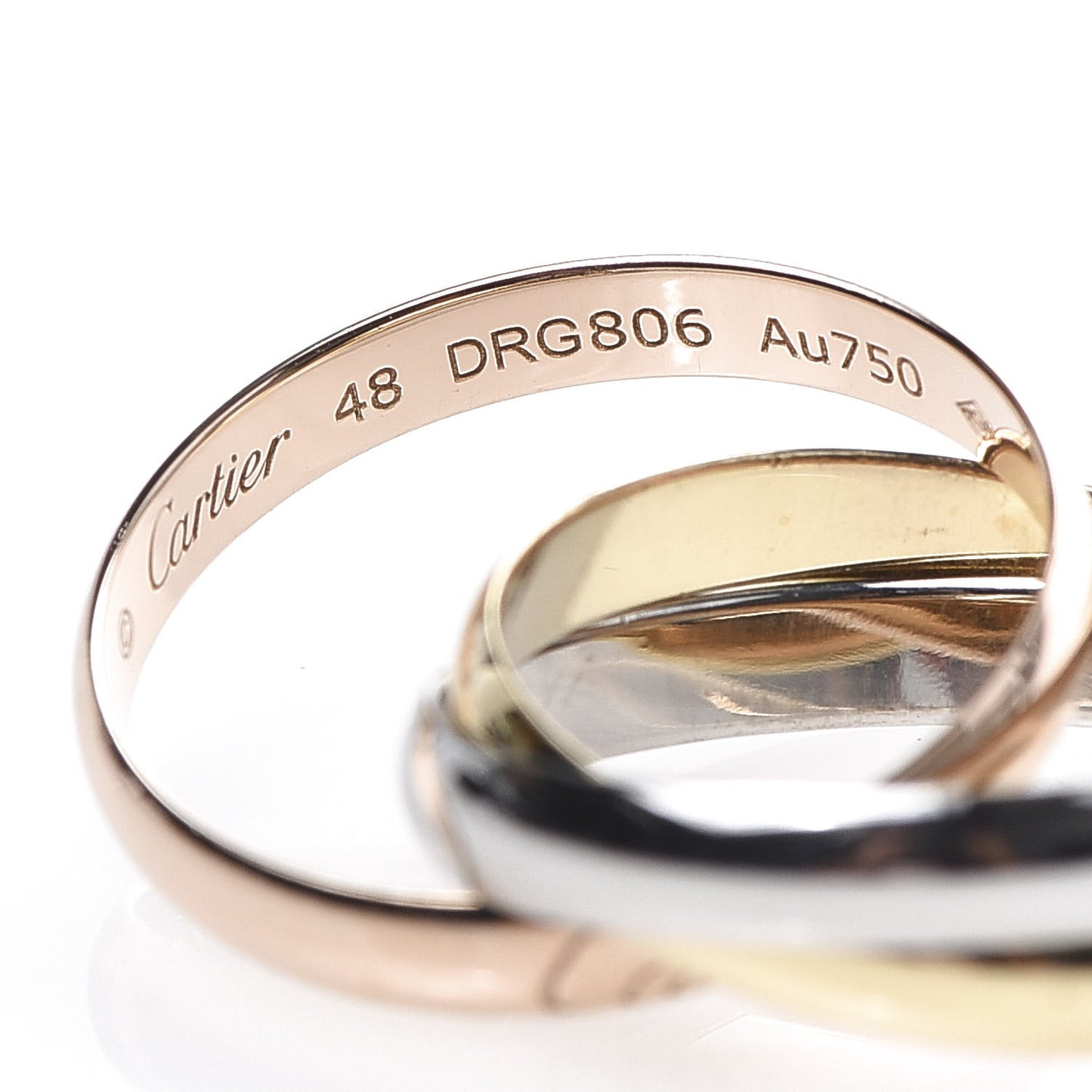 18K Pink Yellow White Gold Small Trinity Ring 48 4.5