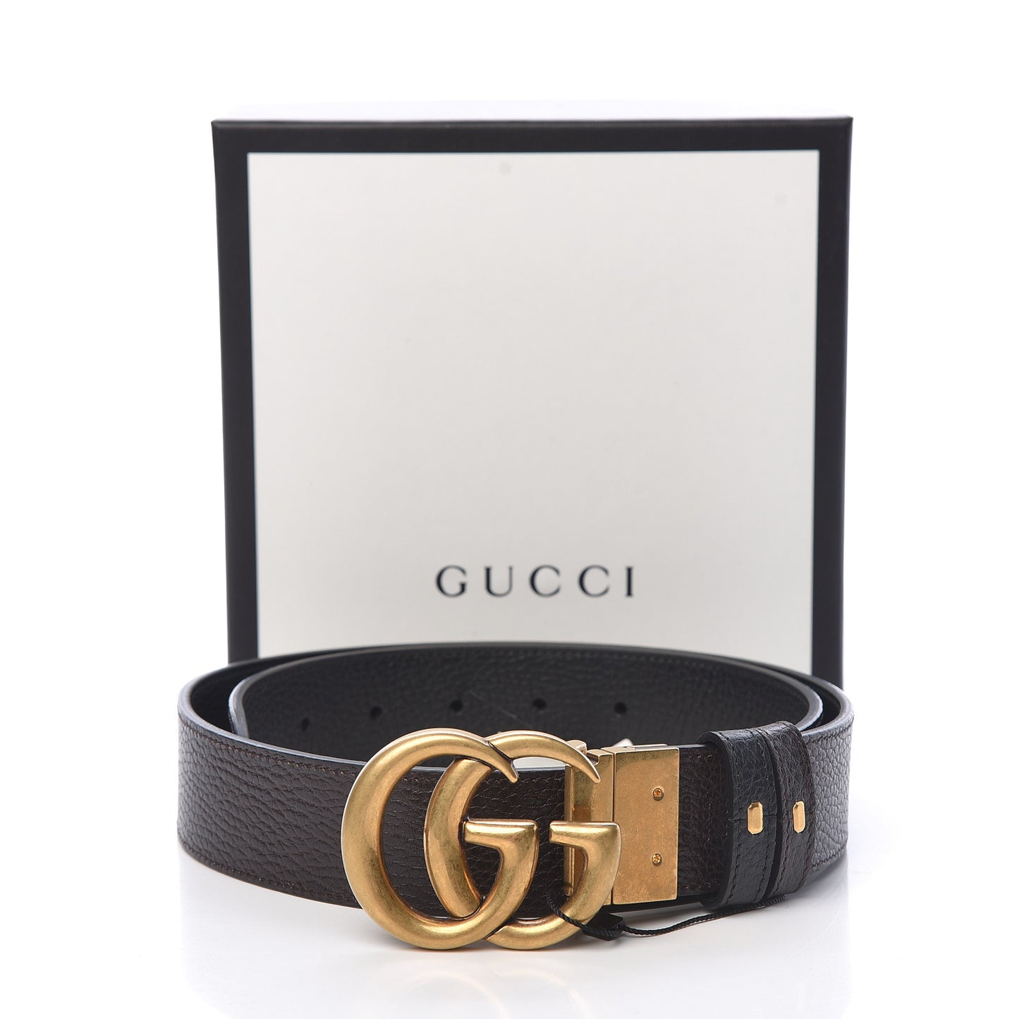 Calfskin Double G Reversible 37mm Belt 85 34 Black Cocoa