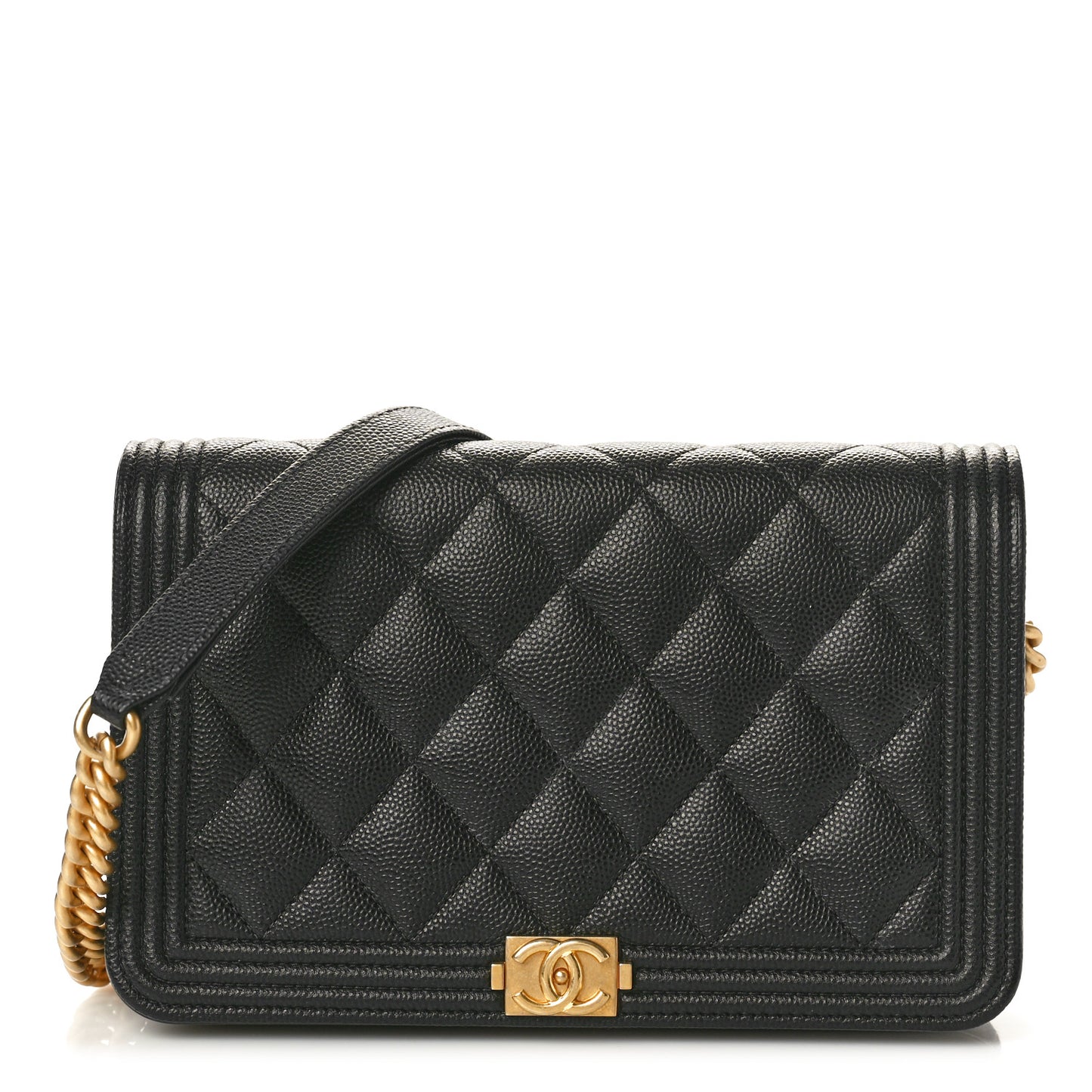 Caviar Quilted Boy Wallet On Chain WOC Black