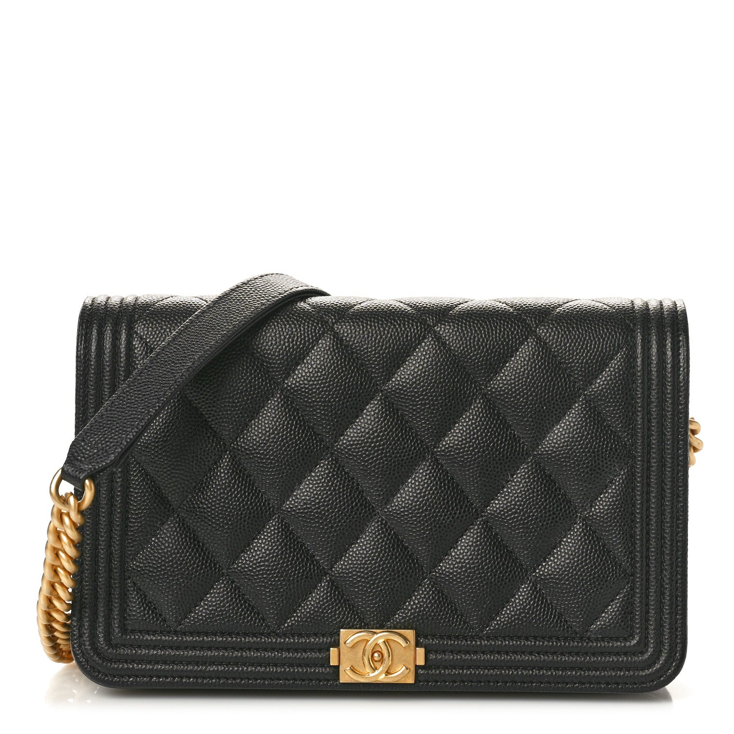 Chanel Caviar Quilted Boy Wallet On Chain WOC Black 1 of 11