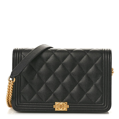 Chanel Caviar Quilted Boy Wallet On Chain WOC Black 1 of 11