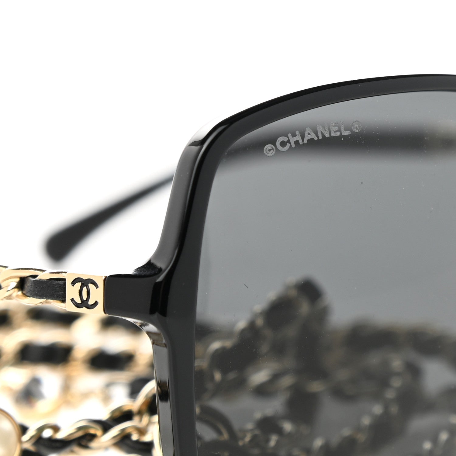 Chanel Acetate Lambskin Chain Square Sunglasses 5210-Q-A Black 8 of 11