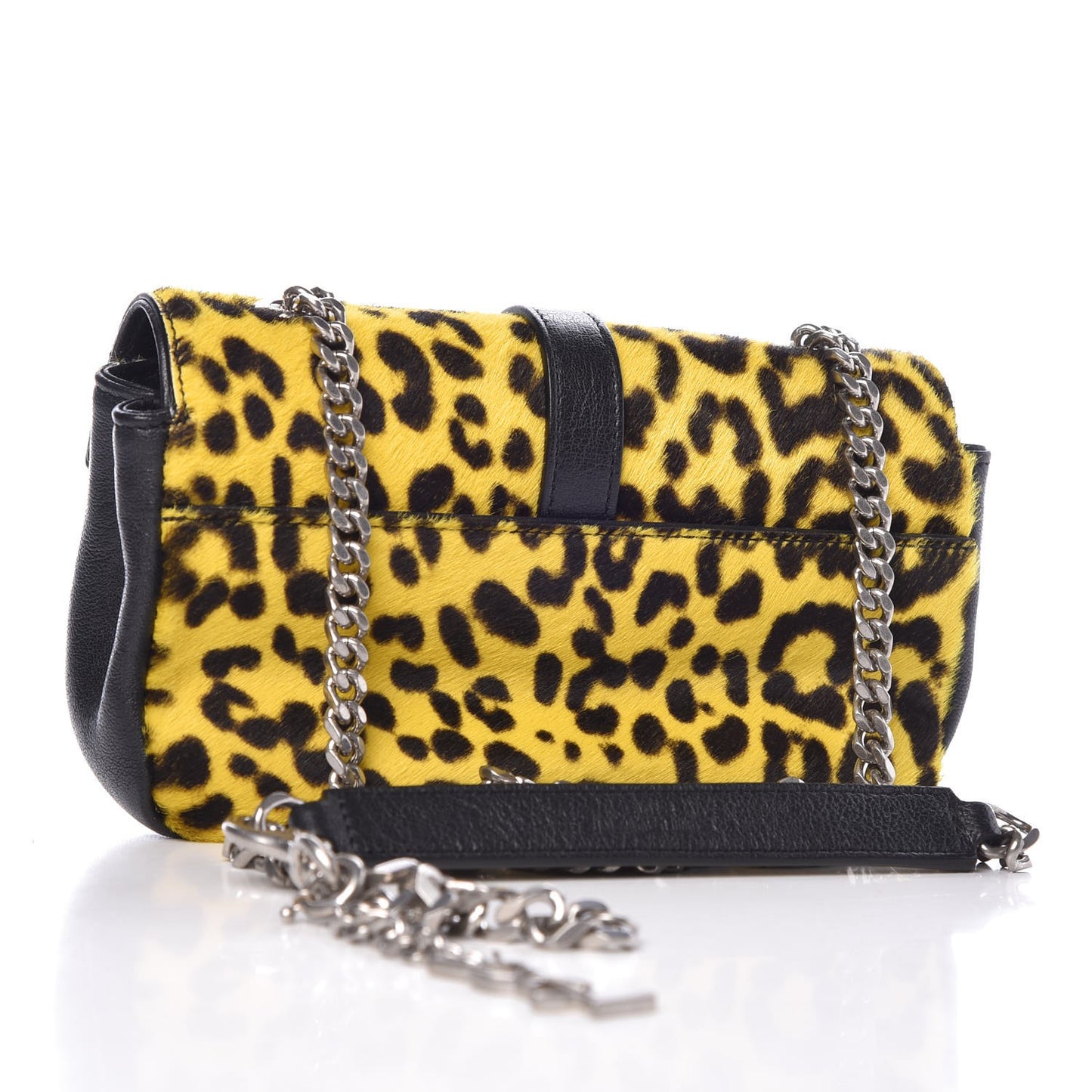 Pony Hair Calfskin Monogram Leopard Print Baby Punk Chain Bag Yellow