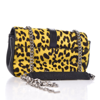 Saint Laurent Pony Hair Calfskin Monogram Leopard Print Baby Punk Chain Bag Yellow 3 of 12