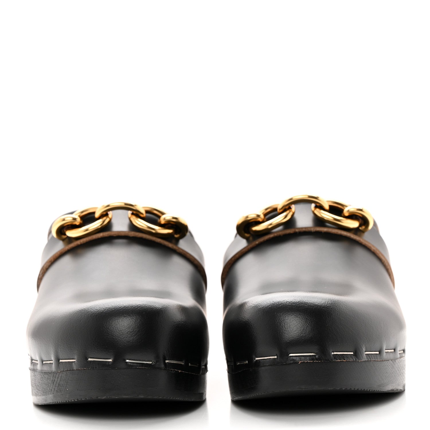 Saint Laurent Smooth Calfskin Le Maillon Clogs 37 Black 2 of 10