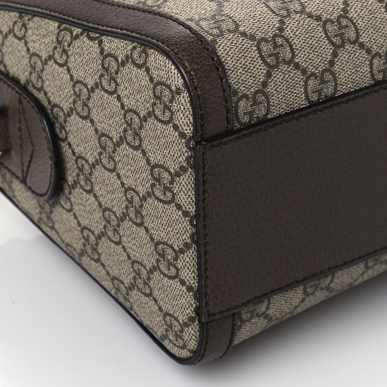 Gucci GG Supreme Monogram Textured Dollar Calfskin Web Medium Ophidia Boston Beige Ebony New Acero 9 of 10