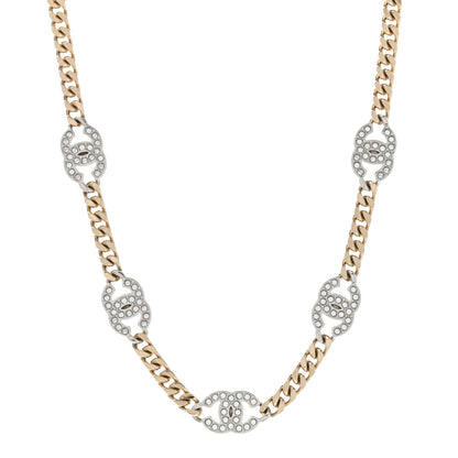 Chanel Crystal Chain CC Link Choker Gold Silver 1 of 6