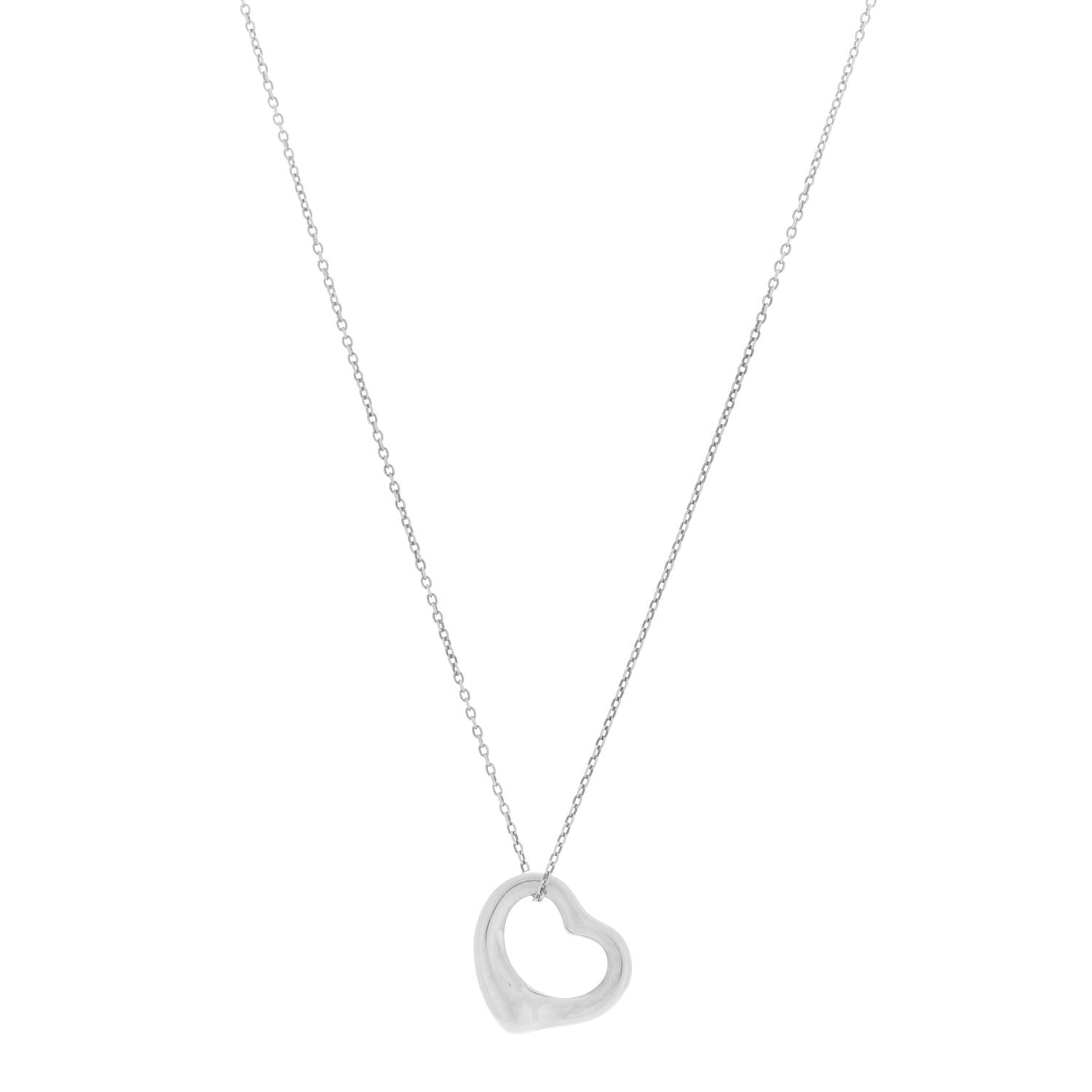 Tiffany Sterling Silver 16mm Elsa Peretti Open Heart Pendant Necklace 1 of 7