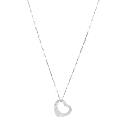 Tiffany Sterling Silver 16mm Elsa Peretti Open Heart Pendant Necklace 1 of 7