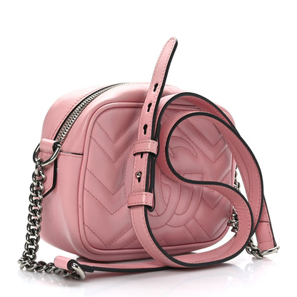 Gucci Calfskin Matelasse Mini GG Marmont Chain Shoulder Bag Wild Rose 3 of 11
