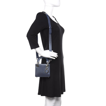 Christian Dior Metallic Patent Micro-Cannage Mini Lady Dior Blue 2 of 11
