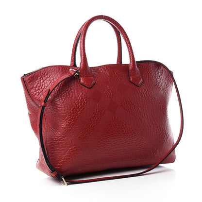 Burberry Heritage Grain Check Embossed Medium Dewsbury Tote Military Red 3 of 11