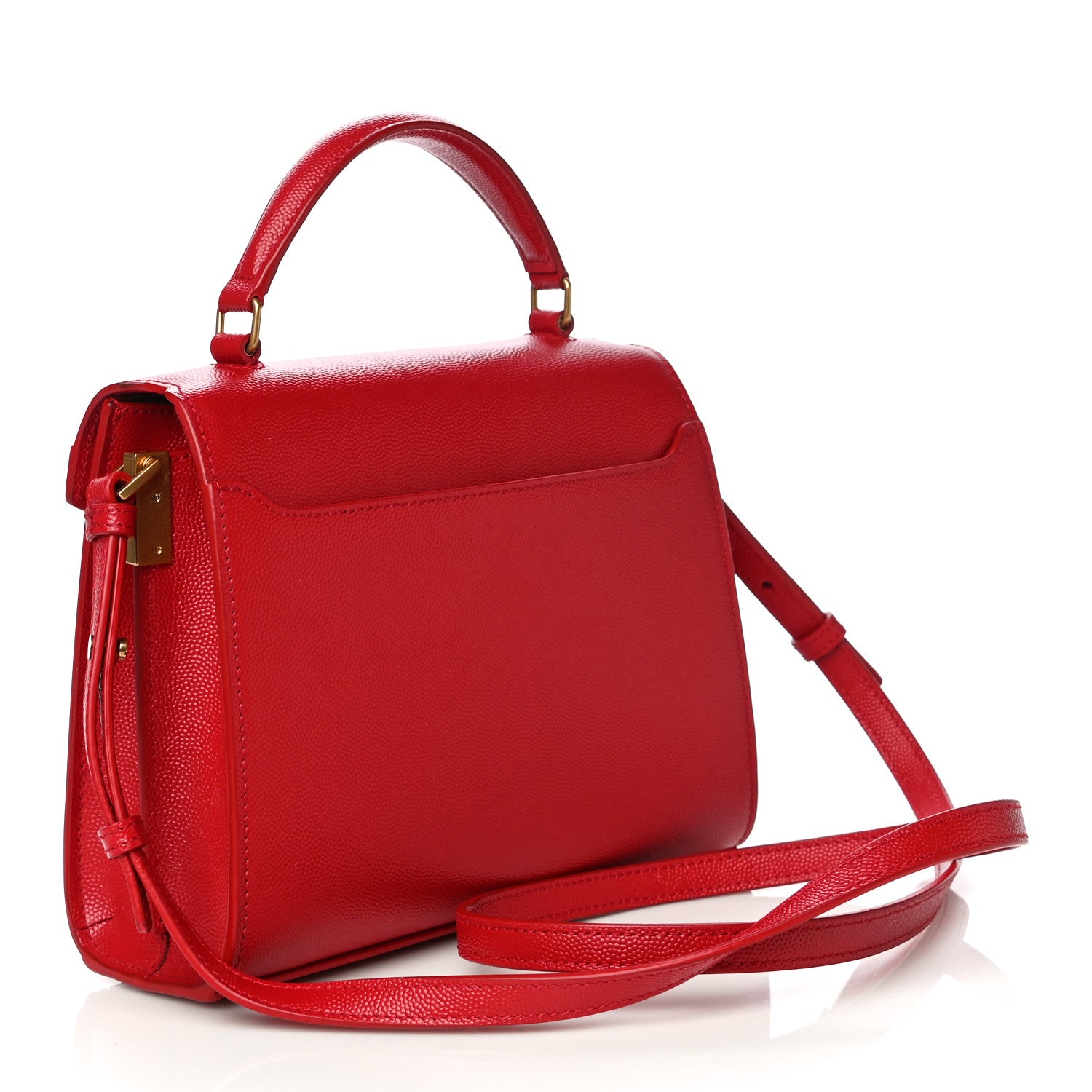 Saint Laurent Grain de Poudre Mini Classic Monogram Cassandra Top Handle Red 2 of 10