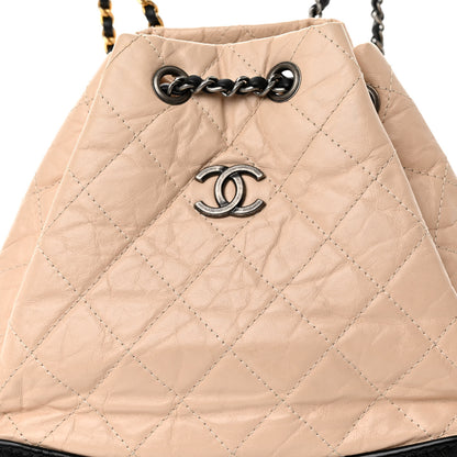 Chanel Aged Calfskin Quilted Small Gabrielle Backpack Beige Black 8 of 10
