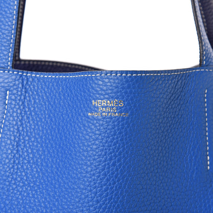 Hermes Taurillon Clemence Double Sens 45 Reversible Tote Bleu Encre Zellige 10 of 29