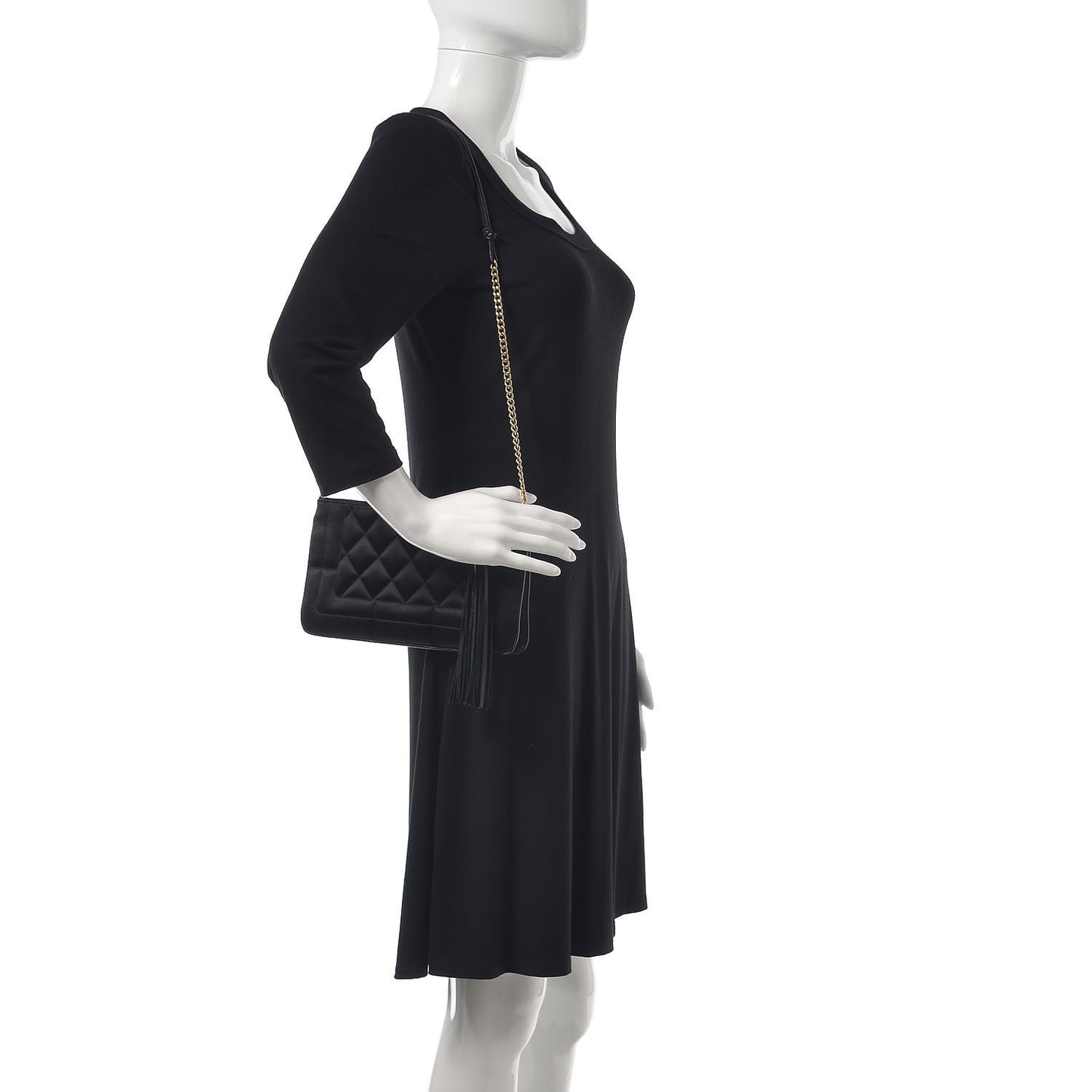 Satin Quilted Evening Bag Black