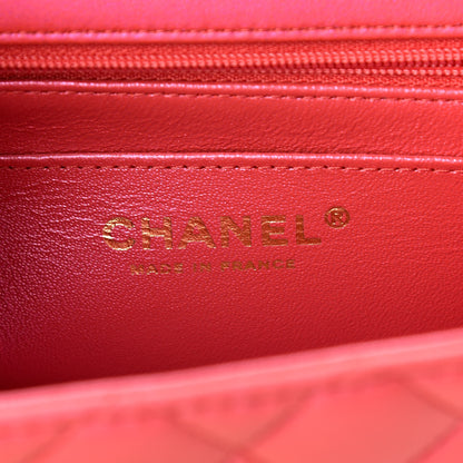 Chanel Iridescent Lambskin Quilted Mini Top Handle Rectangular Flap Red 6 of 10