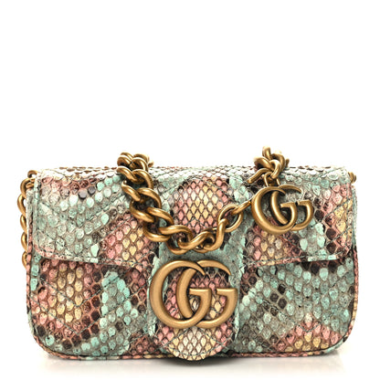 Gucci Snakeskin Matelasse GG Marmont Chain Belt Bag 1 of 12